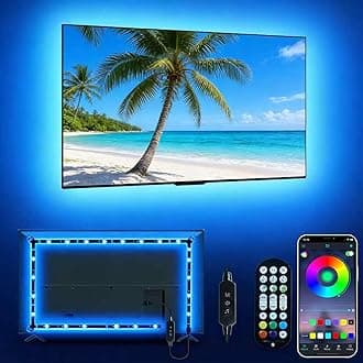 Daymeet LED TV Backlights, 9.8 ft USB Powered LED Lights for TV 32-60 inch Led TV Light RGB Color Changing LED Strip Lights TV Monitor Behind Lighting with Remote Music Sync Bluetooth APP Control