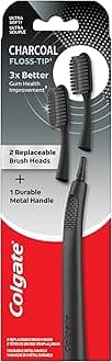 Colgate Keep Charcoal Replaceable Head Toothbrush Starter Kit, 2 Brush Heads