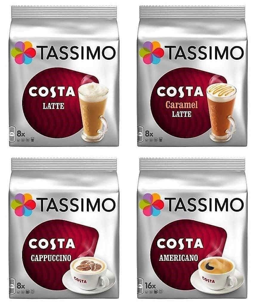 Tassimo Costa Coffee Mix Flavour T-Discs - 4 Packets (64 T-Discs Total)