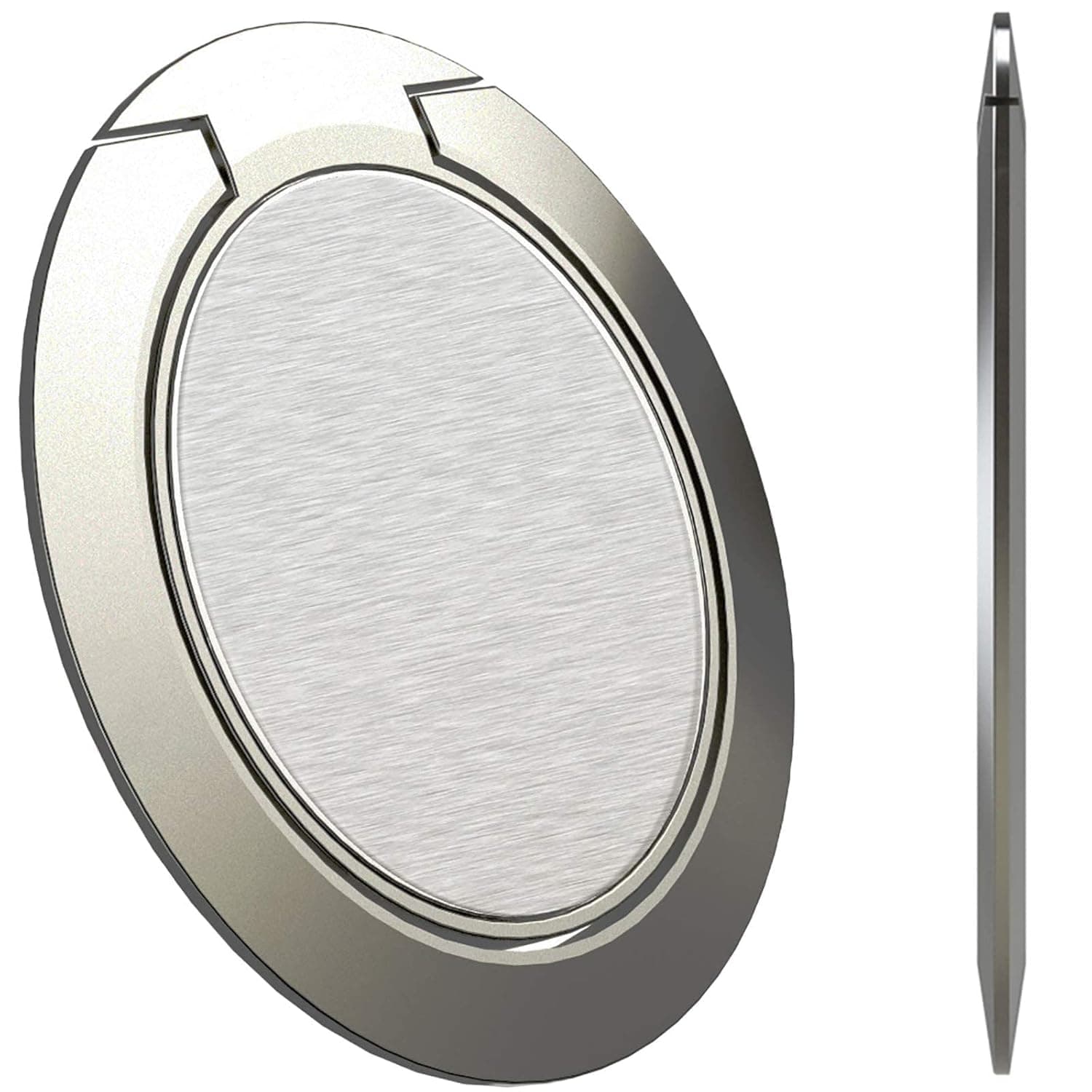 World's Slimmest Phone Ring Holder, Attom Tech Tomorotec Ultra Thin Cell Phone Ring Stand for Magnetic Car Mount Hook Compatible for iPhone Samsung Smartphone Accessories (Silver-Grey)