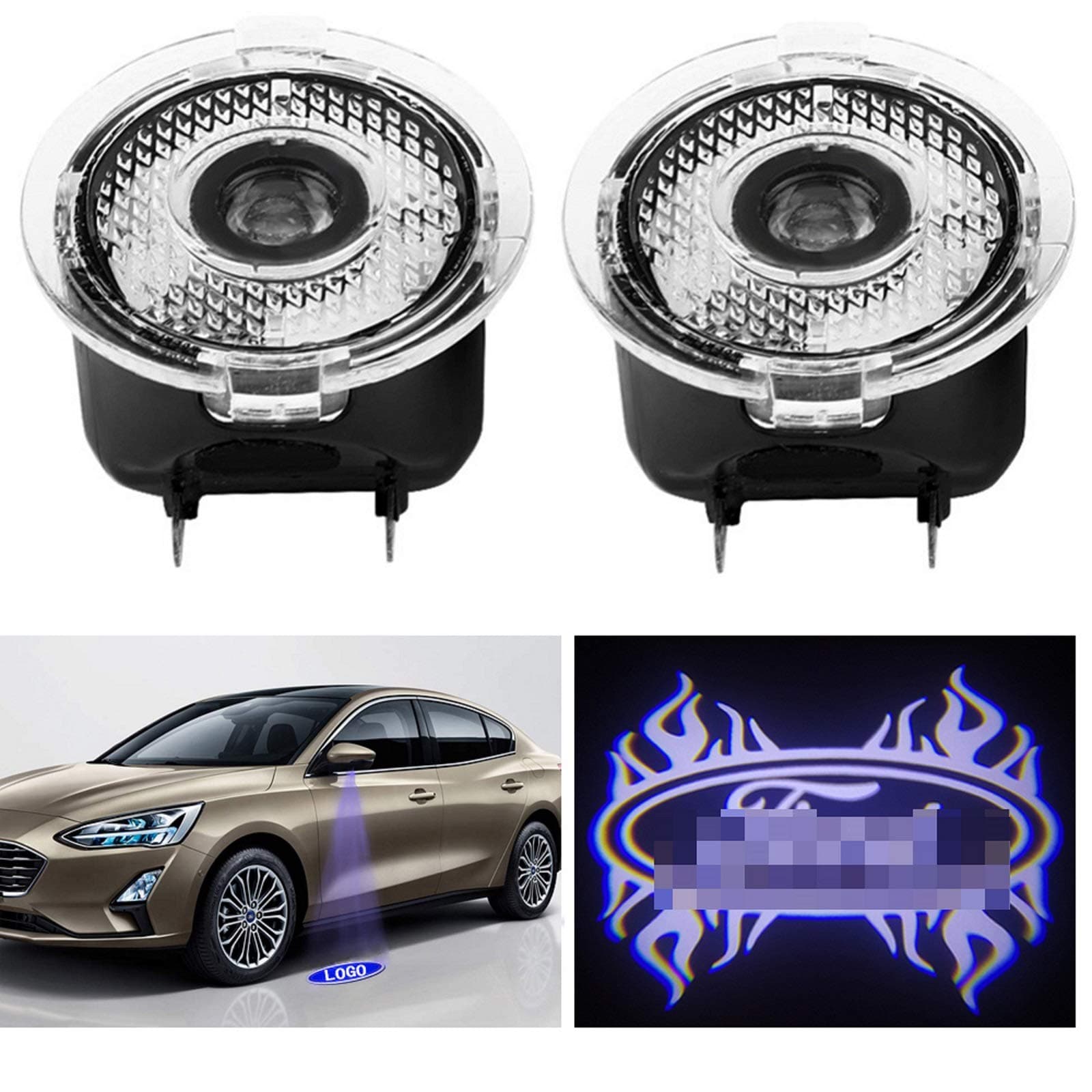 Car Side Mirror Puddle Light,Welcome Lights Projector Ghost Shadow Led Lamp for F150(FX4) / EDGE/Explprer/Taurus Accessories（FIRE)
