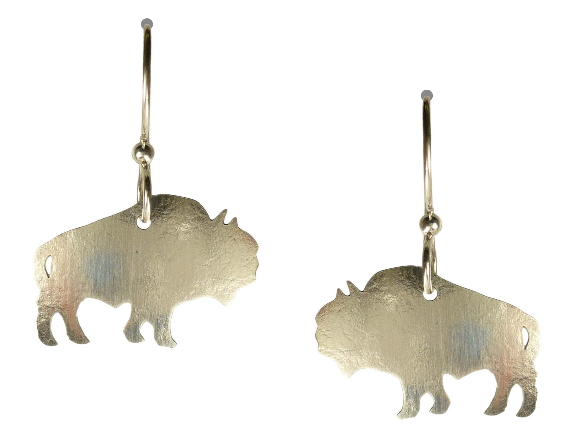 Silvery Bison Buffalo Earrings 6965-S