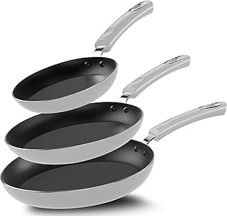 Utopia KitchenNonstick Cookware 3 Piece Set, Non-Stick Frying Pans with Induction Bottom, 8, 9.5 & 11 Inches Frying Pans with Bakelite Handles, PFOA Free, Silver & Black