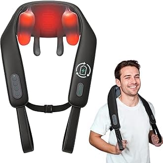 Snailax Cordless Neck Massager with Heat, 4D Kneading Neck and Shoulder Massager Deep Tissue, Shiatsu Back Massager Pillow, 2 Heating Levels,Gifts for Mom Dad