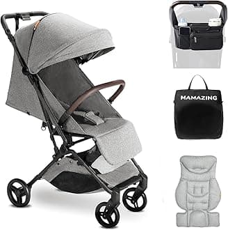 Ultra Air Lightweight Baby Travel Stroller with Carbon Fiber Frame, Compact & Airplane-Friendly, One-Handed Fold, 11.6 lbs, Perfect for Toddlers, Organizer & Cushion Included, Grey