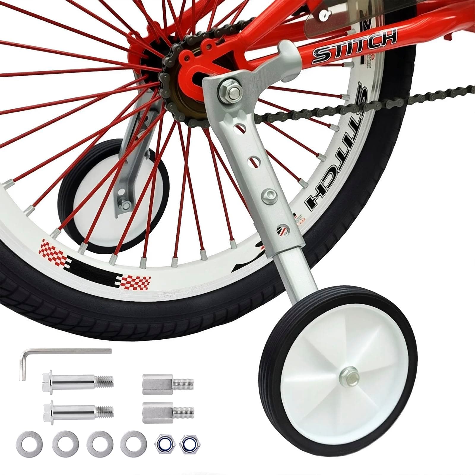 Bicycle Training Wheels, Variable Speed Bike Training Wheels Bicycle Stabilizers Mounted Kit for Kids Variable Bike of 18 20 22 Inch, 1 Pair (Sliver)
