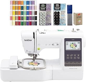 SE700 Sewing and Embroidery Machine, 50-Piece Designio Thread Set, 20 Bobbins, 100-Piece 75/11 Embroidery Needles, Stabilizer Roll