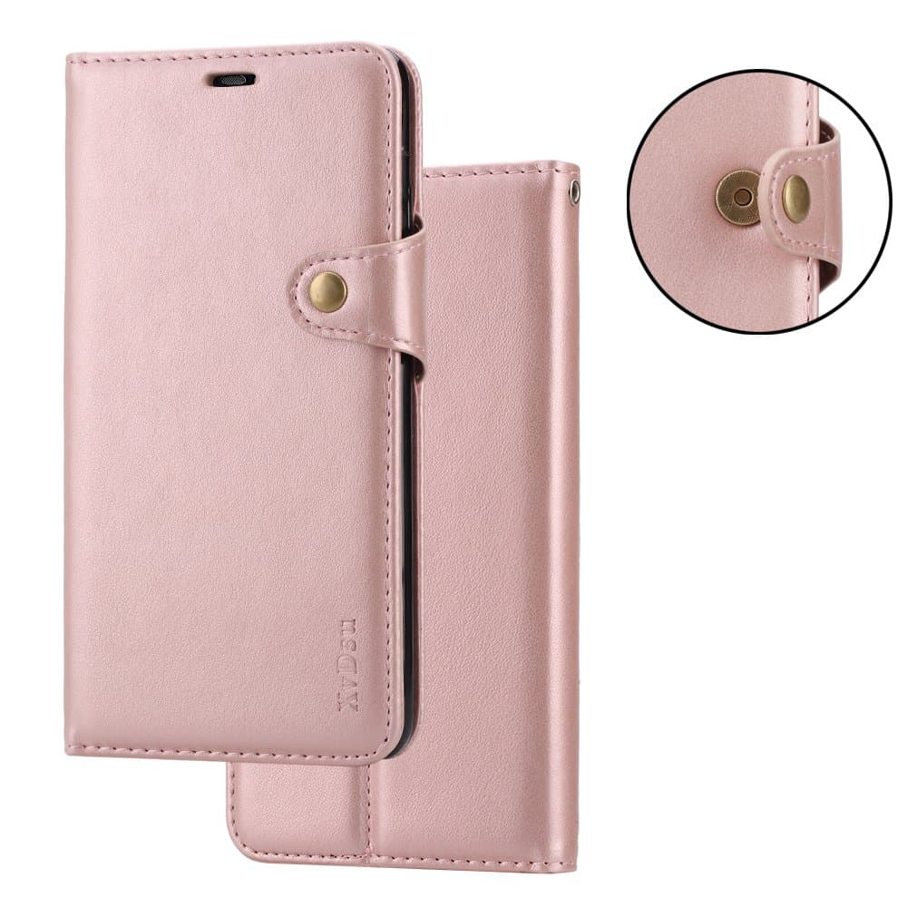 XvDsu Xiaomi Redmi Note 5 Case, Flip Folio Leather Wallet Case with ID Credit Cards Case and Kicksatand Feature Protective Cover for Xiaomi Redmi Note 5 Rose Gold
