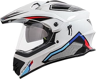 Steelbird Racer Off Road ISI Certified Motocross Double Visor Full Face Graphic Helmet Outer Clear Visor and Inner Silver Sun Shield