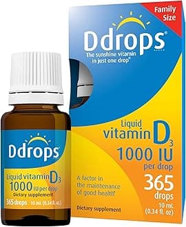 Ddrops Adults 1000IU 365 Drops - Liquid Vitamin D3 Supplement, Supporting Str...