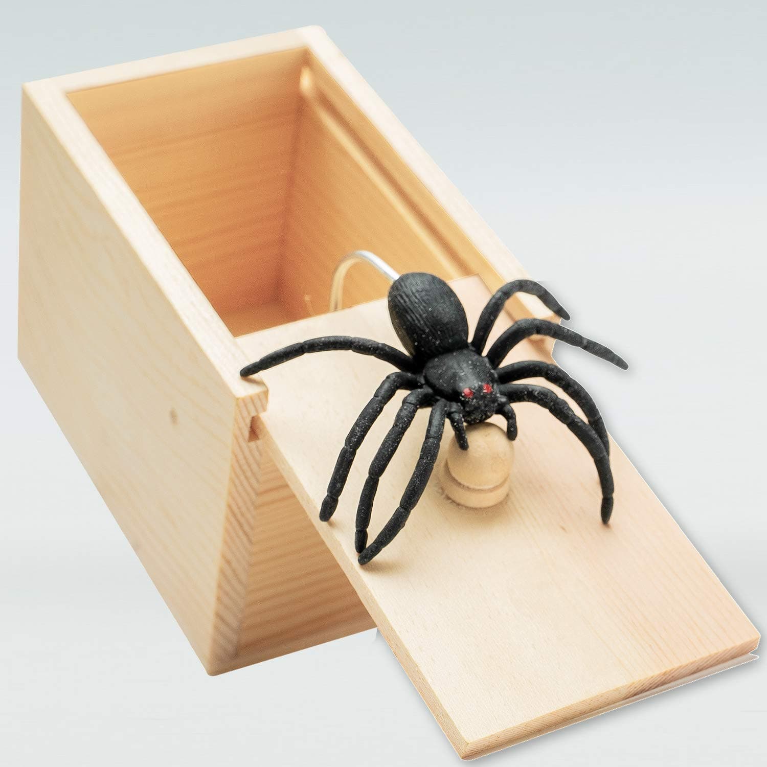 Handcrafted Solid Wood Spider In Box Prank,Rubber Spider Prank Box,Fun Practical Surprise Joke Boxes,Hilarious Halloween spider money surprise box Gift Box Surprise Toy and Gag Gift Practical Joke
