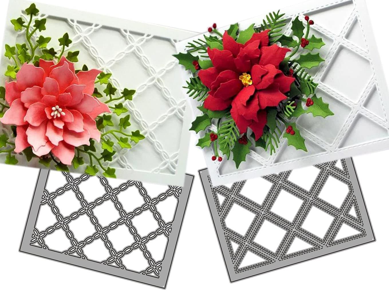 Cutting Dies 3D Background Frame Metal Stencils Scrapbooking Tools DIY Craft Carbon Steel Embossing Template for Paper Card Making Album Arts Supplies (Diamond Set)