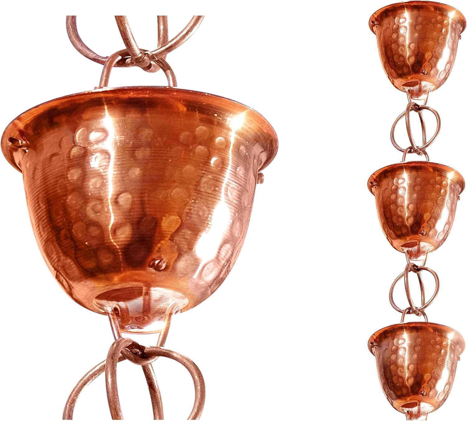 Monarch Rain Chains Powder Coated Hammered Cup Rain Chain