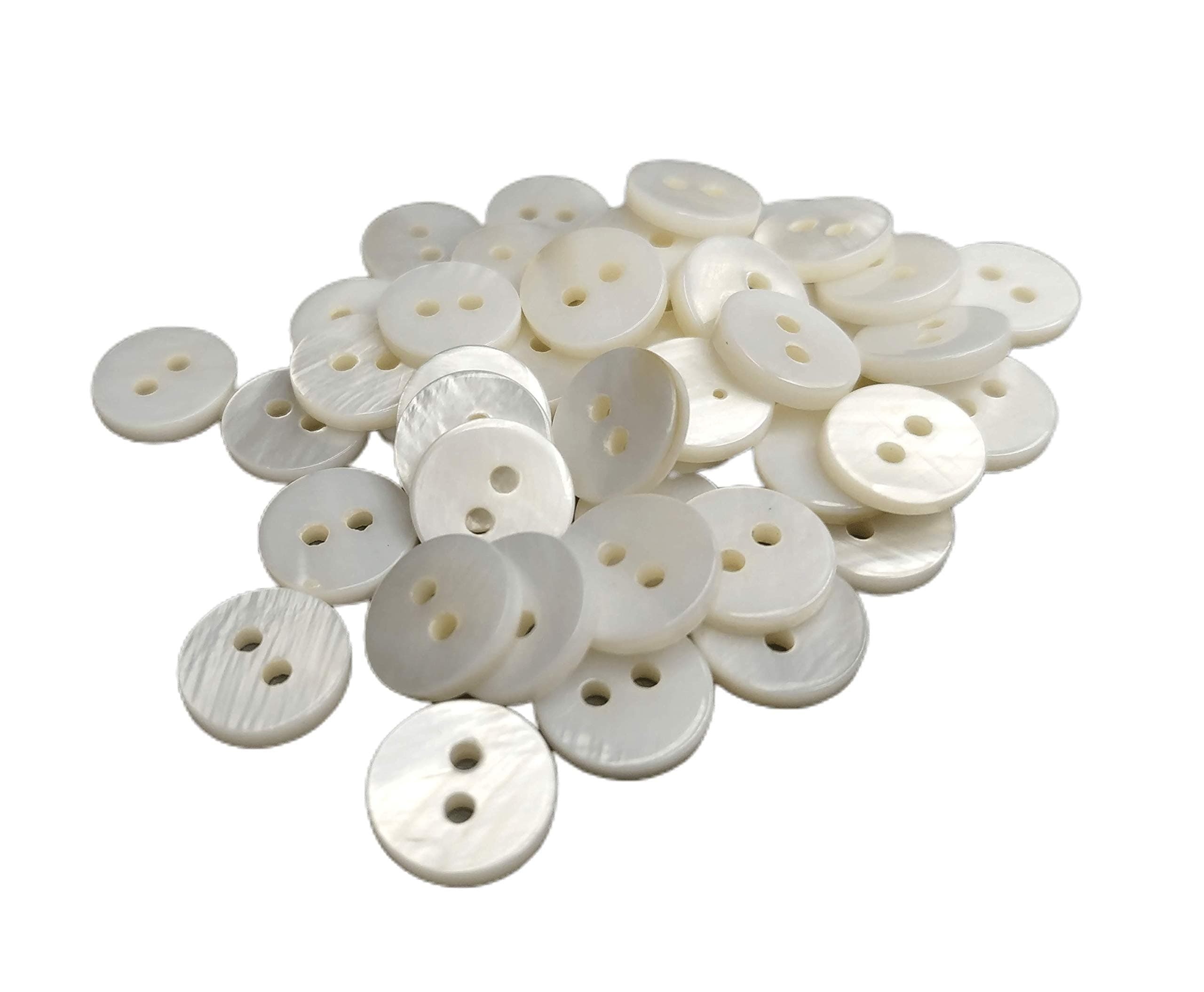 Natural Shell Buttons - Sewing and Craft Accessory - 6 sizes - Whitte Buttons (10 mm)