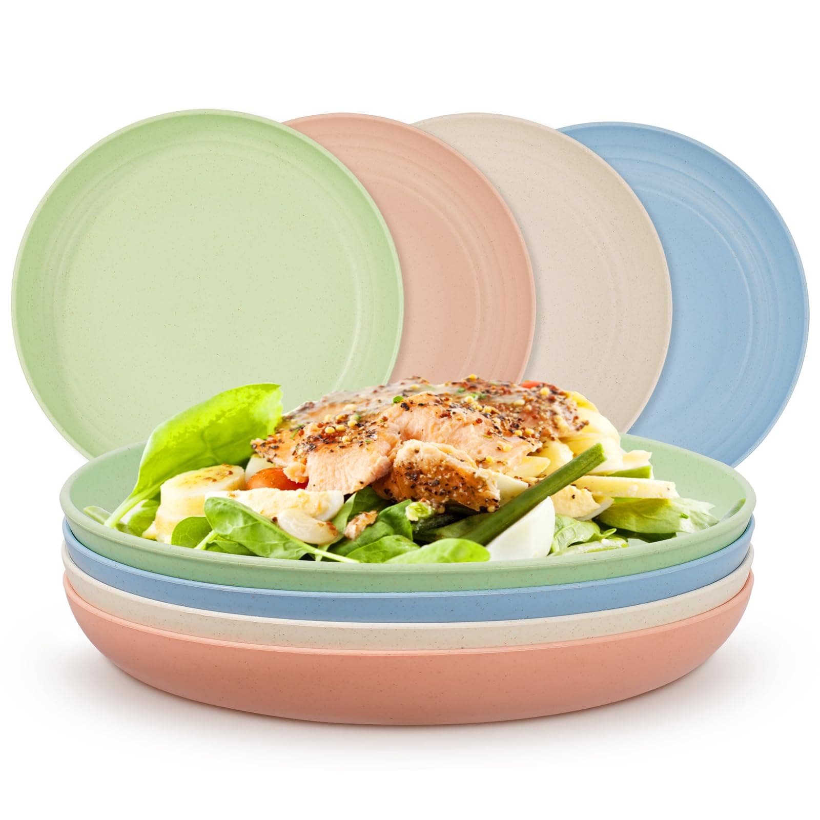 Voency Unbreakable Dinner Plates 4 Pcs, Lightweight Dinner Dishes Plates Set, Reusable Picnic Plates, Dessert Plates Perfect for Adults Kids