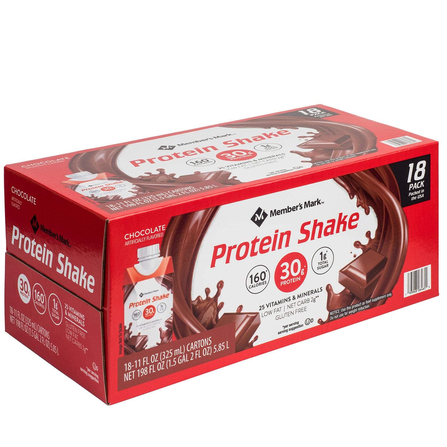 Member's Mark High Protein Chocolate Shake (11 Fl. Oz., 18 Pk.) Net 198 Fl Oz,, 198 Oz ()