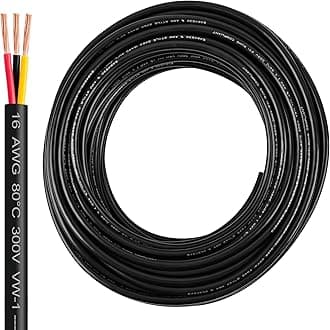 16 Gauge Wire 3 Conductor,16 AWG Electrical Wire Stranded PVC Cord Oxygen-Free Copper Cable,100FT 3 Core Pure Copper Flexible Cable Wire for LED Lamp Lighting Strips Automotive (100FT, 16AWG-3C)…