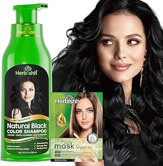 Hair Colour Shampoo for Grey Hair, Black, 500 ml, Ammonia-Free 3-in-1 Hair Dye Shampoo, Colours Hair in Minutes, Long-Lasting Colour