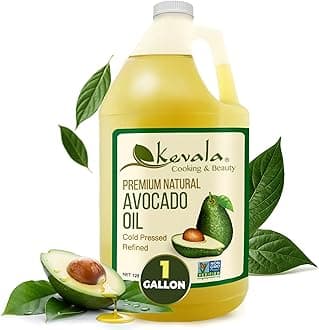 Kevala Avocado Oil – Cold Pressed | Non‑GMO Project Verified & Kosher | Multipurpose for High Smoke Point Cooking, Roasting, Sautéing & Skin Moisturizing – Ideal Kitchen Staple – 128 Fl Oz (Pack of 1)