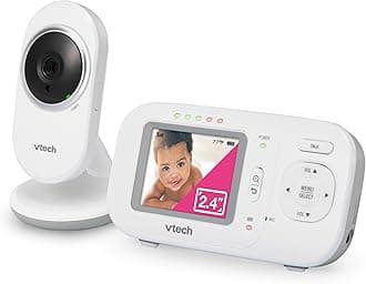 VTechVM320 Video Baby Temperature Monitor, Invisible Night Vision, Soothing Sounds, 2-Way Talk Intercom, Secured Transmission, 2.4" Color LCD Screen with Fixed Camera,720p Smart Choice Product