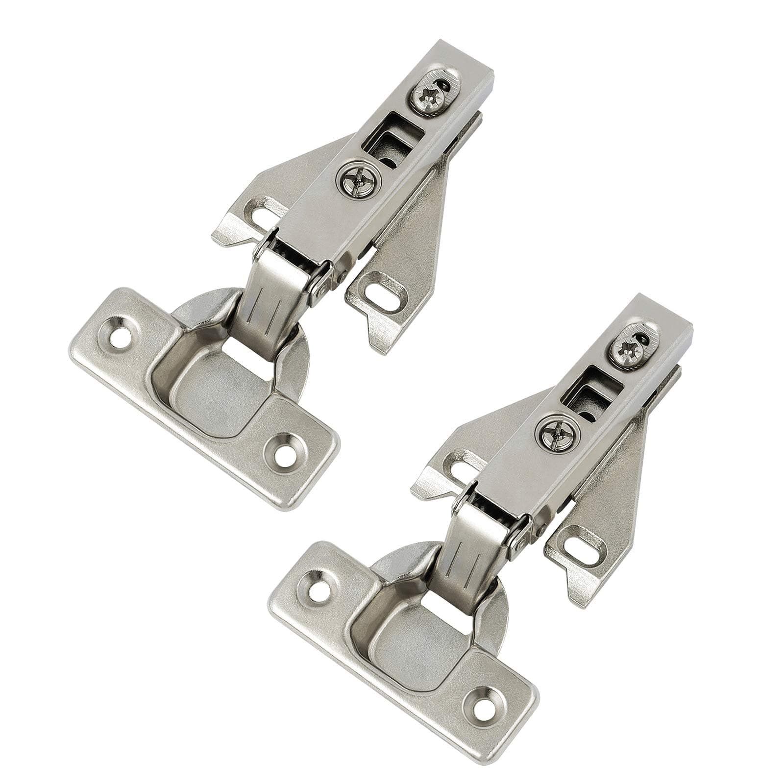 Probrico 1 Pair(2 Pack) Kitchen Cabinet Hinges for Face Frame Cabinet, Concealed Cabinet Hinges Brushed Satin Nickel with Mounting Screws