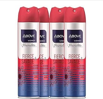 ABOVE Fierce and Savage - 48 Hours Personalities Antiperspirant Deodorant Set for Women - Notes of Pink Pepper and Jasmine - Dry Spray Protects Against Sweat and Body Odor - Alcohol Free - 4 pc