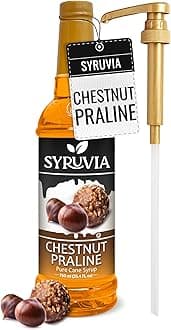 Syruvia Coffee Syrup, Chestnut Praline Flavored Syrup for Drinks, Lattes, and Desserts – 25.4 fl oz, With Pump