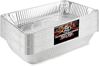 Aluminum Pans Disposable (50 Pack), 21x13 Pans for, Prepping, Roasting, Food, Storing, Heating, Cooking, Chafers, Catering, BBQ Grilling, Sturdy Baking Pan Trays