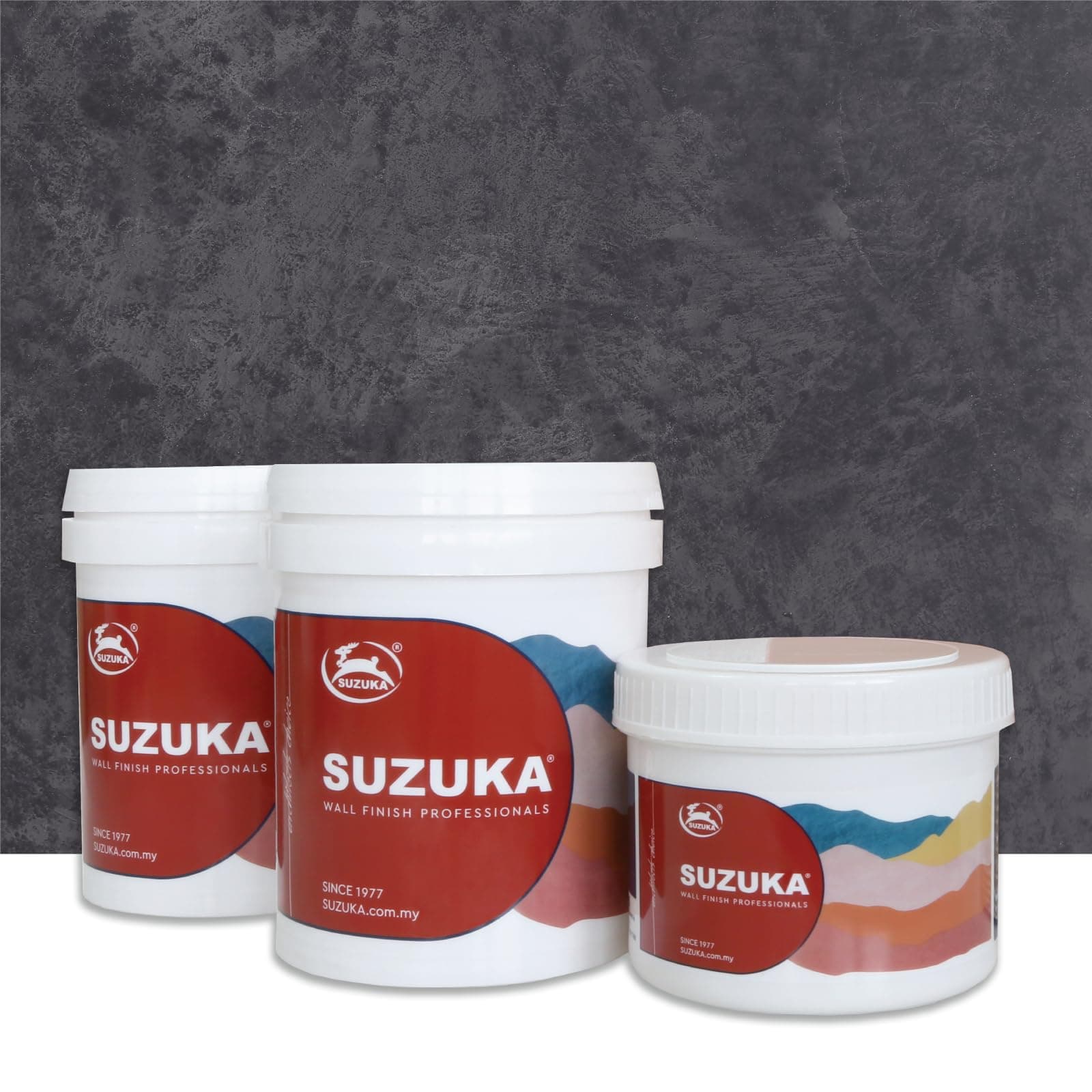 SUZUKA Strato Texture Limewash Effect Matte Wall Paint SCT-308 - Lime Wash Plaster, Venetian Interior Paint - Primer and Wax Top Coat included - Shadow Grey