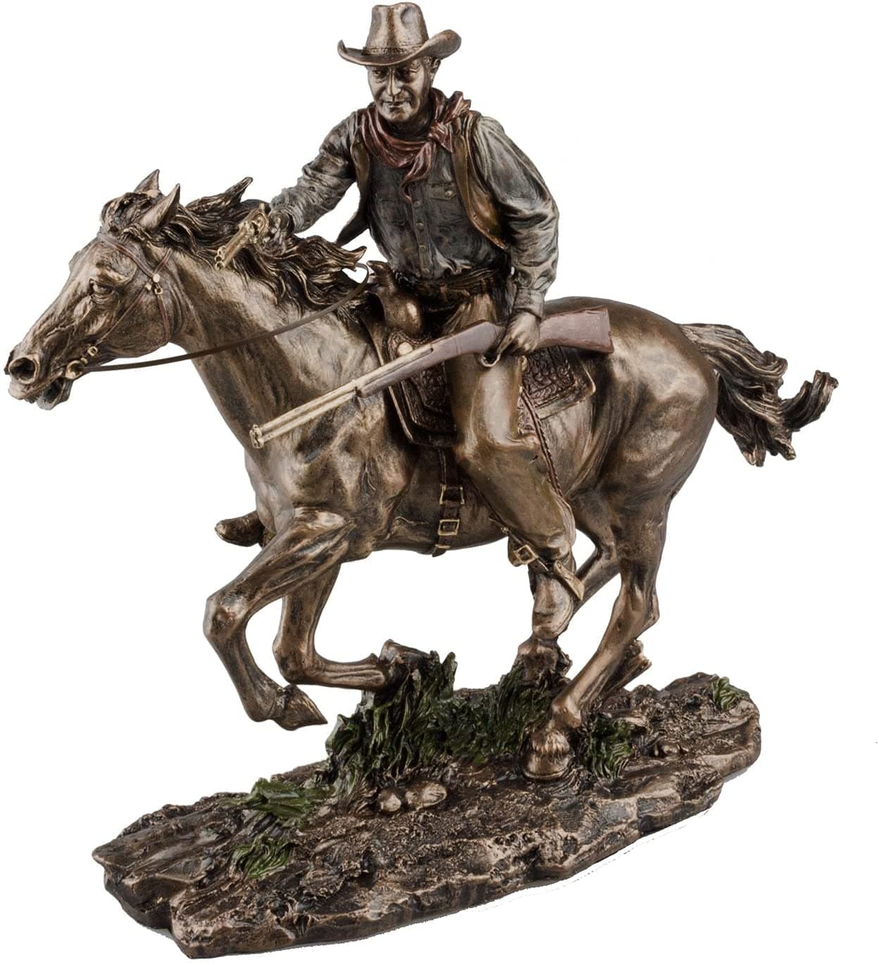 Bronze Screen Legend Riding Cowboy - John Wayne,27 cm high x 32 cm wide x 10 cm