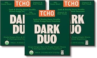 TCHO Dark Duo Dark Chocolate Bars (3 pack) | Plant Based, Organic & Fair Trade | Non GMO, Non-Dairy, Vegan, Soy Free (2.1oz each)