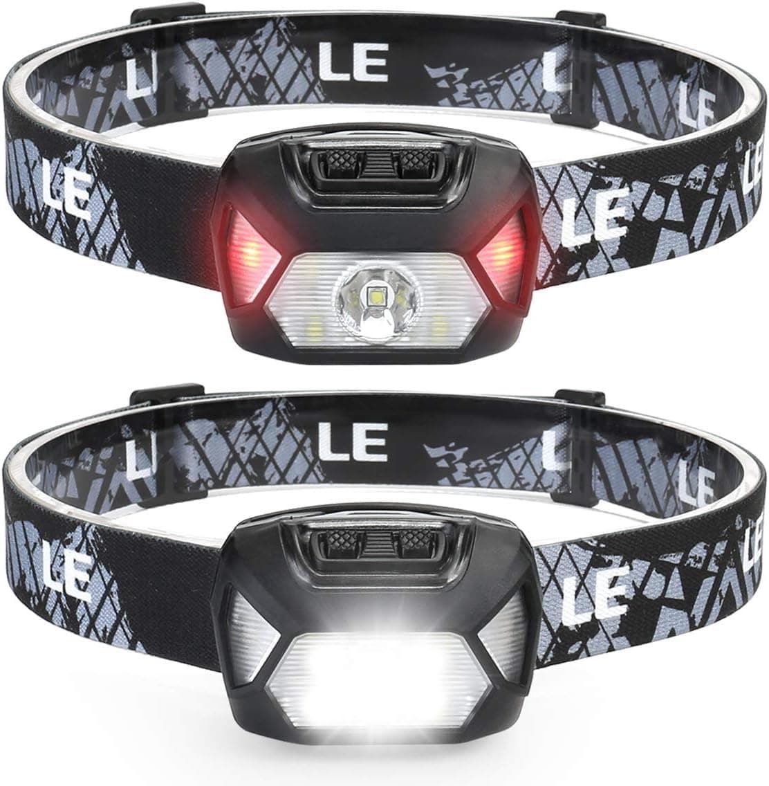 SKY-TOUCH LED Head Torch, 800 Lumen Ultra-Light Bright LED Rechargeable Headlamp with White Red Light, 2-Pack Waterproof Motion Sensor Headlights, 6 Modes for Outdoor Camping Cycling Running Fishing