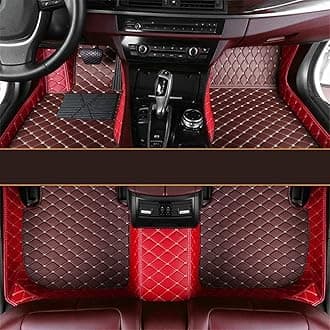 Custom All-Weather Protection Leather Car Floor Mats for Cars Sedan SUV Sports Car Waterproof Floor Mat (Brown&Red)