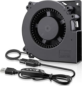 Quiet 120mm USB Blower Fan with 3 Speed Control, 5V Squirrel Cage Blowers, DC Brushless Centrifugal Fans for Receiver DVR Xbox Modem AV Cabinet Cooling