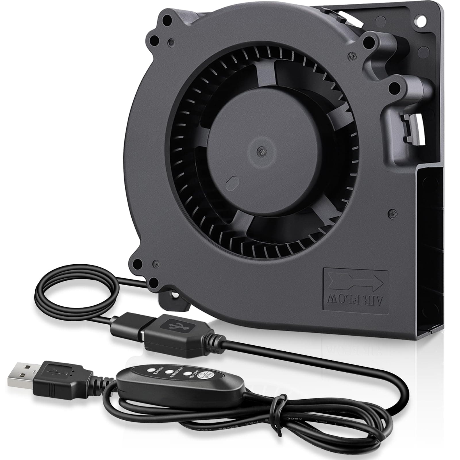 - Quiet 120mm USB Blower Fan with 3 Speed Control, 5V Squirrel Cage Blowers, DC Brushless Centrifugal Fans for Receiver DVR Xbox Modem AV Cabinet Cooling