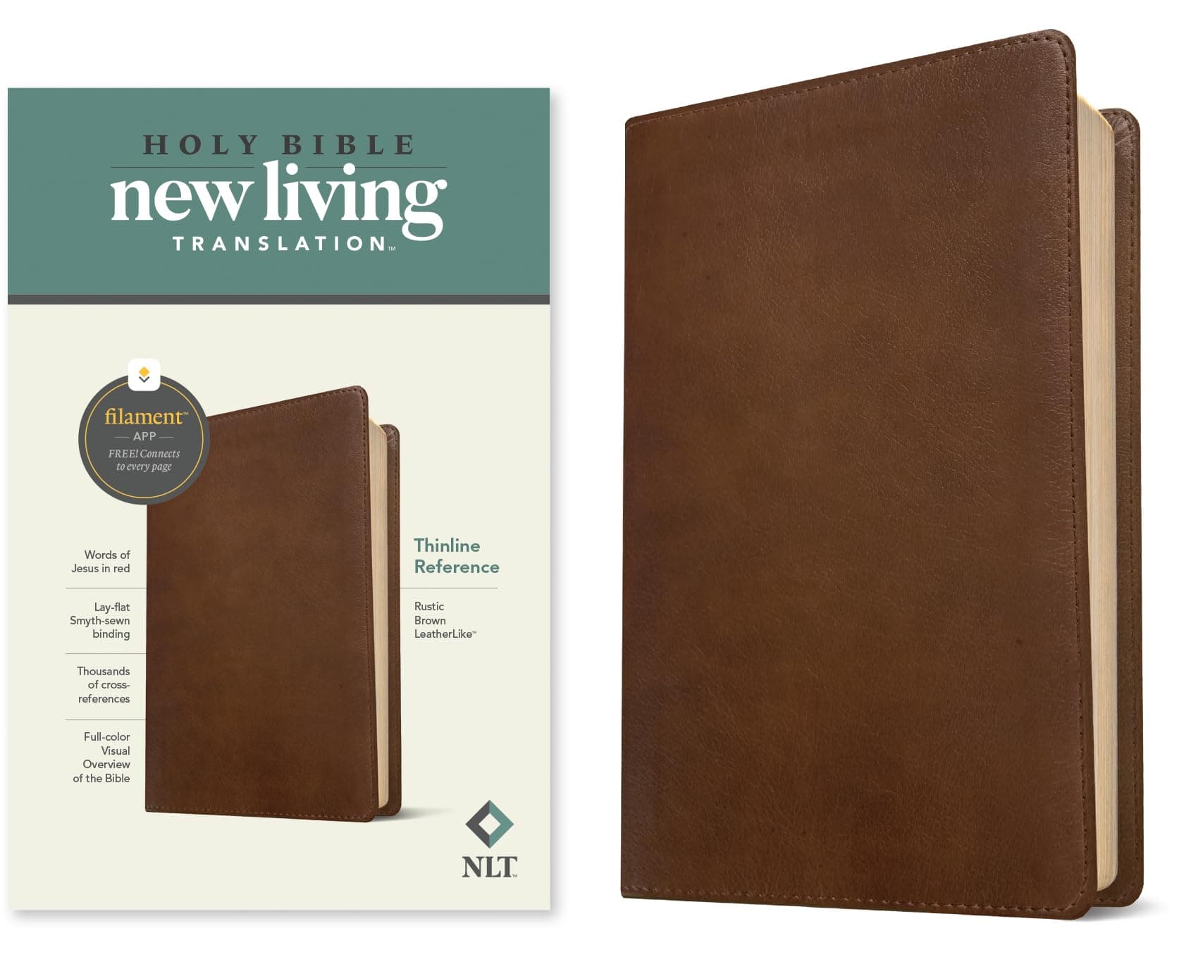 NLT Thinline Reference Bible, Filament Enabled (LeatherLike, Rustic Brown): I...