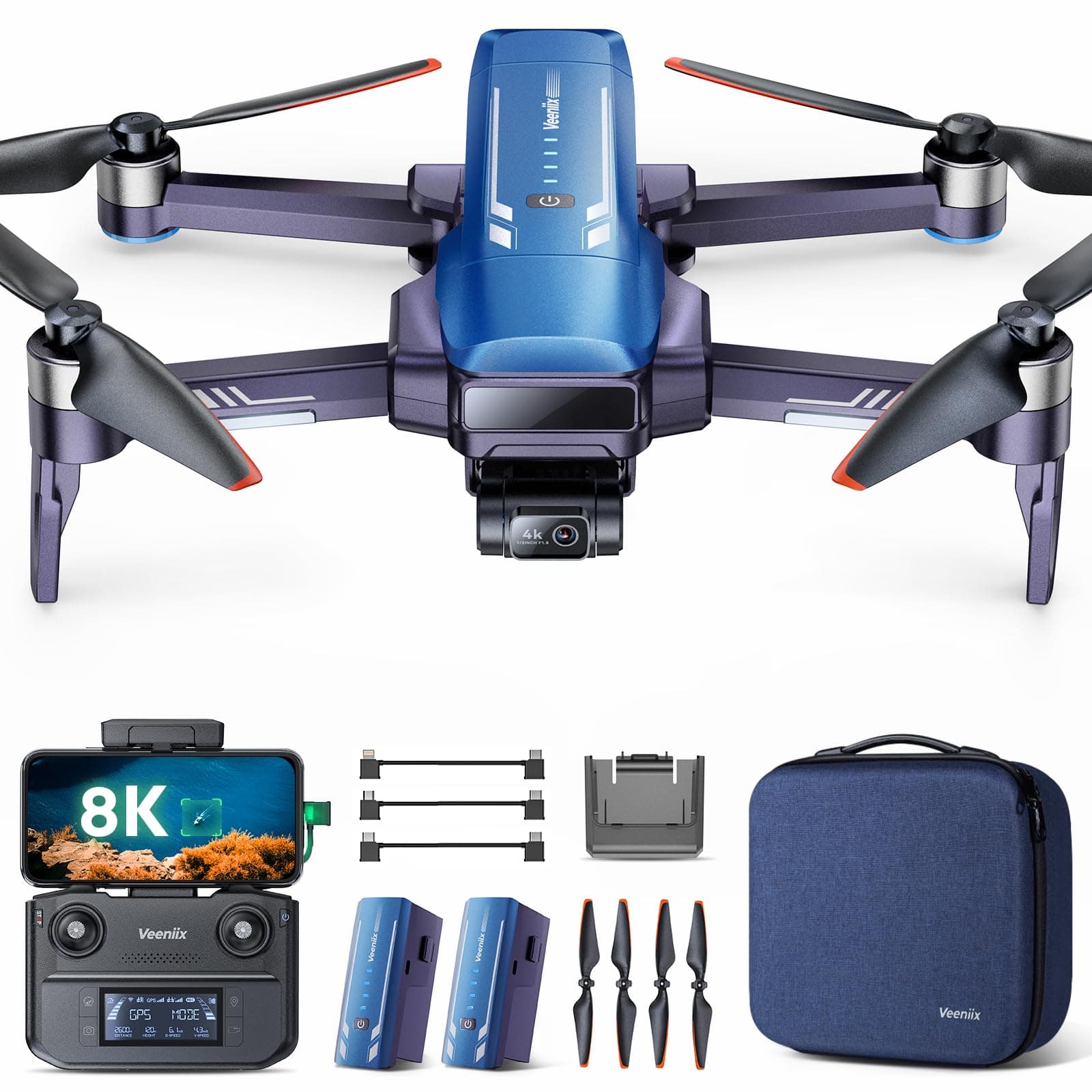 V11PRO Drone with 8K Camera for Adults, 3-Axis Gimbal Drones with 4K/30fps Video, 48 Million Pixels, 80min Flight Time with 2 Batteries, 6KM Video Transmission Quadcopter, Professional Drone