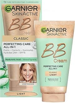 SkinActive Classic Perfecting All-in-1 BB Cream, Shade Classic Light, Tinted Moisturiser SPF 15, Brightens and Evens Skin, With Hyaluronic Acid Aloe & Mineral Pigments, 50 ml
