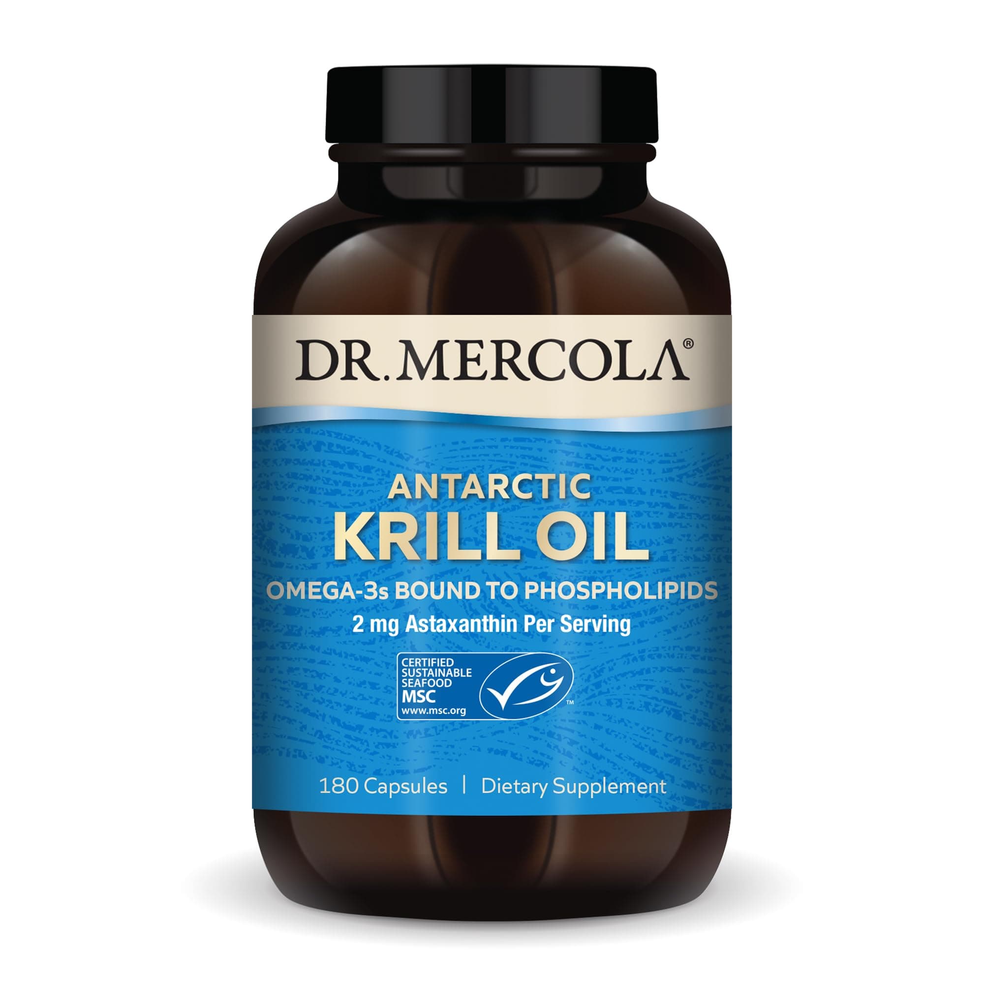 Antarctic Krill Oil, 90 Servings (180 Capsules), Dietary Supplement, Supports Organ, Bone and Joint Health, Non GMO, MSC Certified