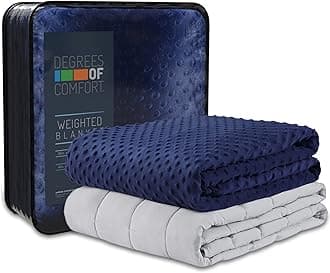 Degrees of Comfort Coolmax Weighted Blanket with Washable Cover Twin Size | 1 x Cozyheat Minky Plush Cover Included, Micro Glass Beads Technology | 48x72 12 lbs Navy