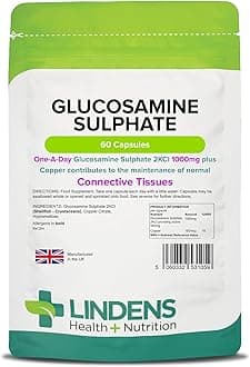 Lindens - Glucosamine Sulphate 1000mg - 60 Capsules - UK Made - Joint Care - 1 a Day - Joint Care Supplements - Joint Health - 2 Months Supply - Letterbox Friendly