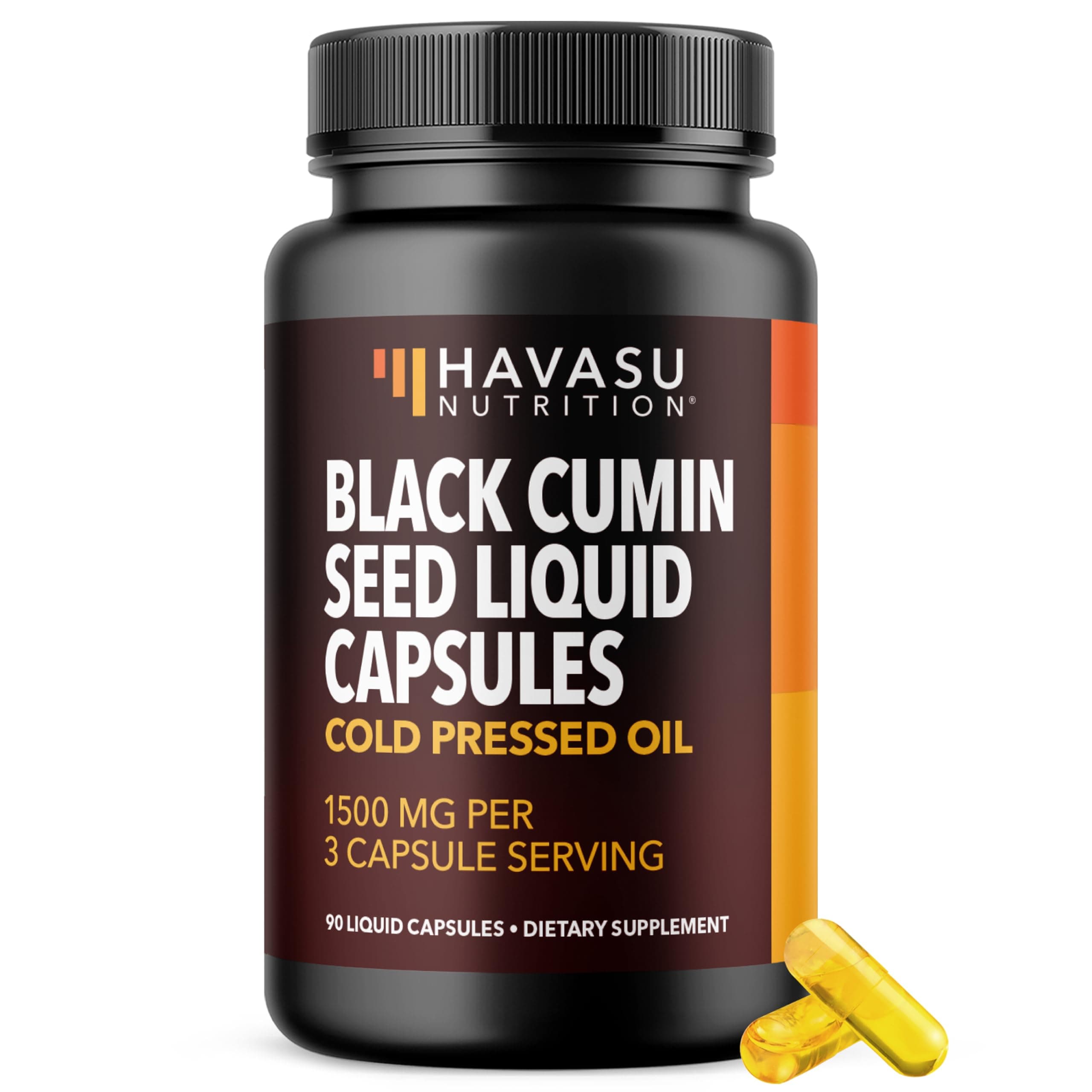 Cold Pressed Black Seed Oil Capsules - 1500mg Black Cumin Supplement for Immune Function, Digestive Support & Overall Health - Hair & Skin Superfood - Nigella Sativa - 1 Month Supply, Unflavored