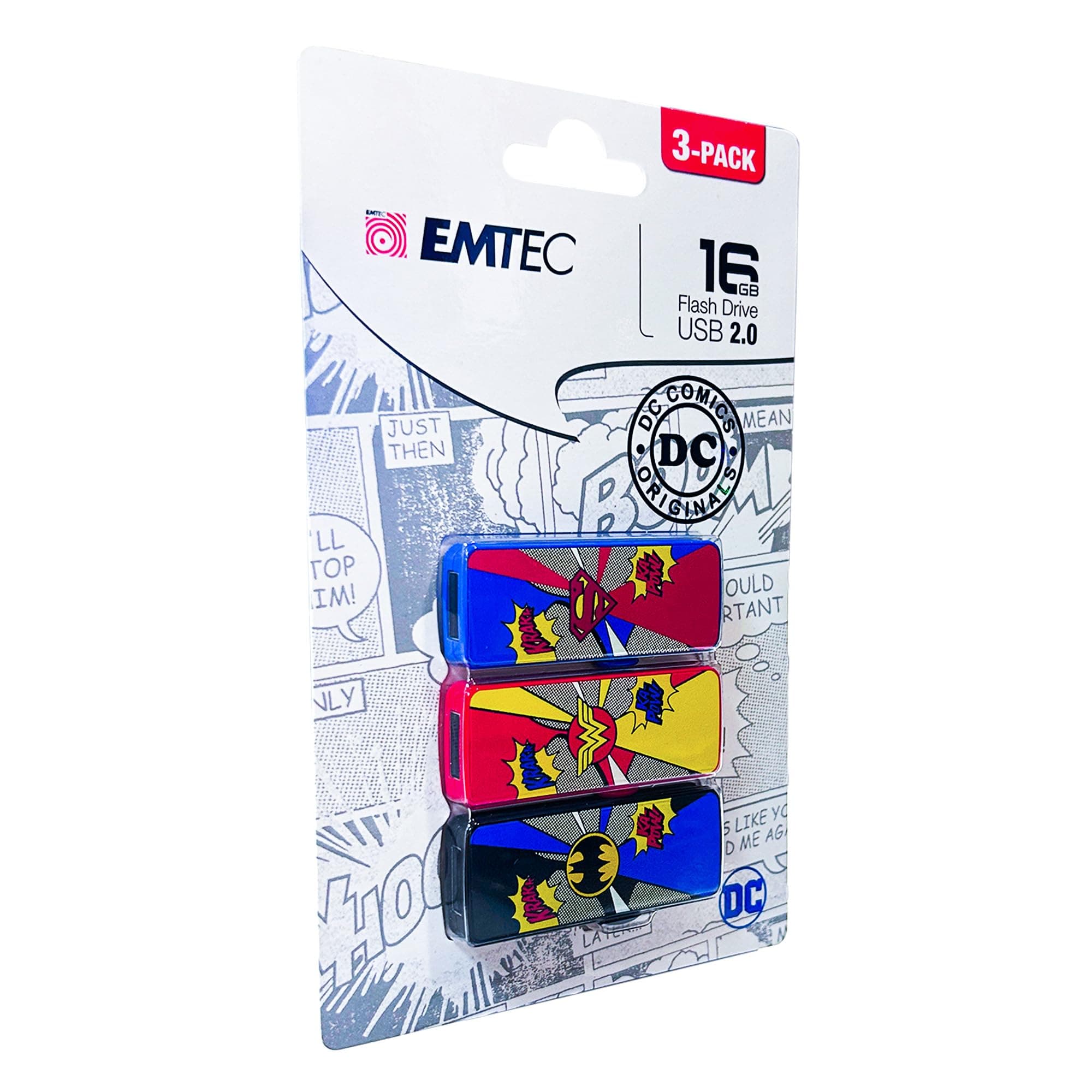 Emtec M700 Super Hero Flash Drive, 16Gb, 3-Pack