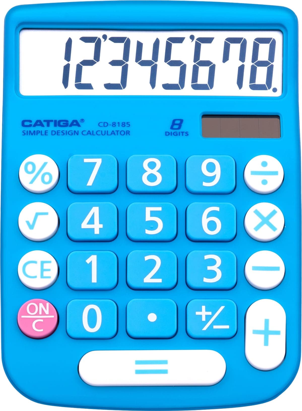 Desktop Calculator 8 Digit Solar Powered Easy to Read LCD Display Large Button for Home Office School Class Business 4 Function Calculator with Battery CD-8185