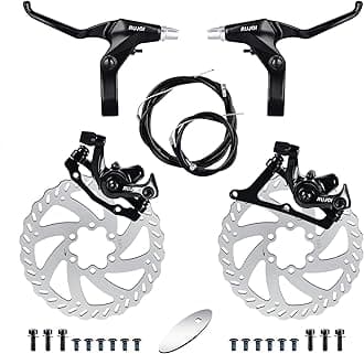 RUJOI Bike Disc Brake Kit, Aluminum Front and Rear Caliper, Full Aluminum Alloy Bicycle Brake Lever, 140mm Rotor, Mechanic Tool-Free Pad Adjuster for Road Bike, Mountain Bike