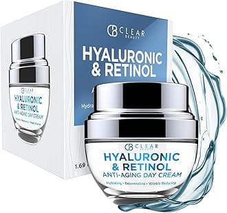 CLAIR BEAUTY Hyaluronic & Retinol Anti Aging Day Cream - Hydrating & Rejuvenating | Reduces Appearance Of Wrinkles, Creases & Fine Lines | Evens Skin Tone & Dark Spots - 50mL