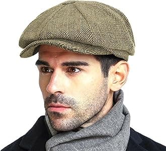 Fashion Men’s Classic Newsboy Gatsby Hat Blend Wool Vintage Flat Ivy Cabbie Cap Boyfriend Gifts(Medium/Large/X-Large)