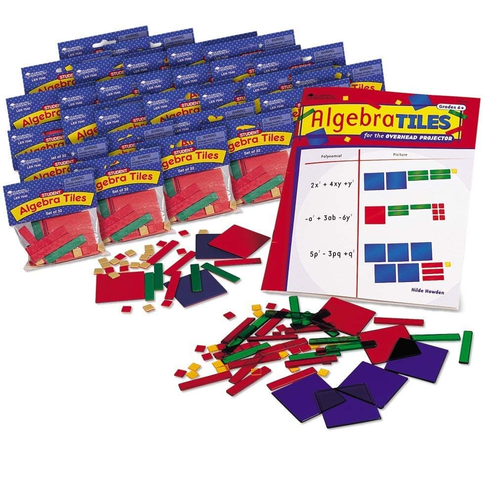 Learning Resources Algebra Tile Class Set - Classroom And Teacher Must Haves, Board Bame, Homeschool Supplies, Math Manipulatives Workbook, Montessori Fraction Materials, Educational STEM