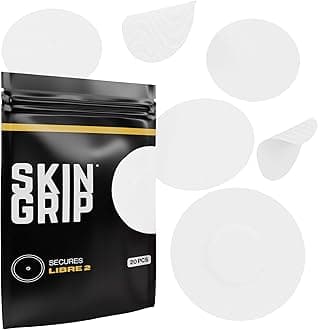 Skin Grip Adhesive Patches for Freestyle Libre 2 CGM – Waterproof & Sweatproof Adhesive for 10-14 Days, Pre-Cut Adhesive Medical Tape, Sensor Cover – 20 Pack, White