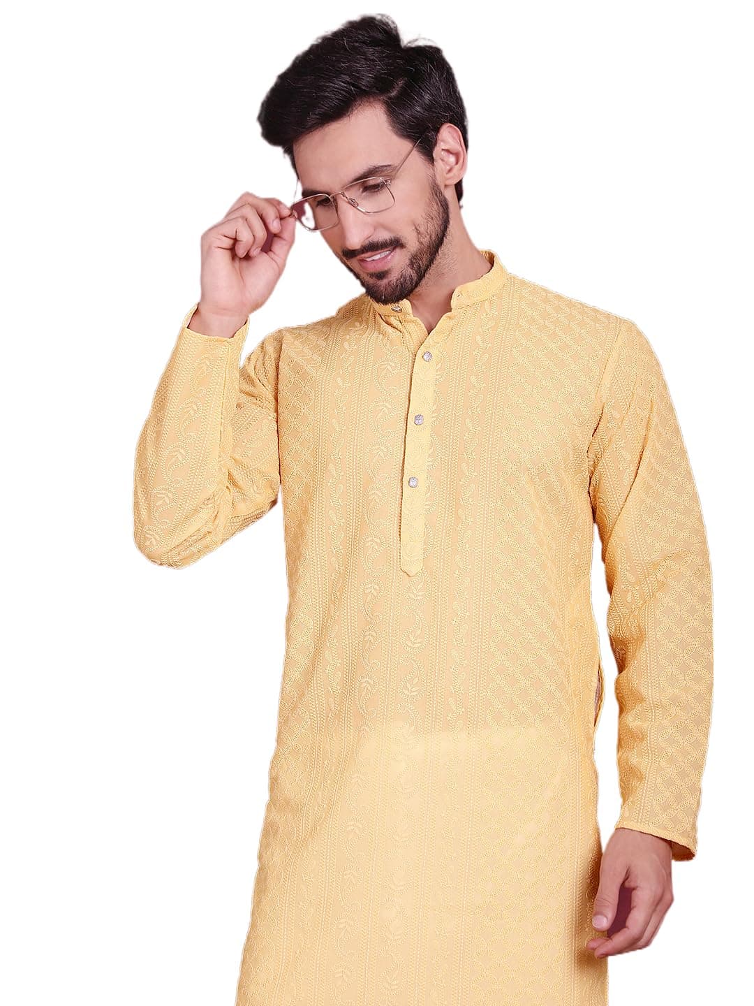 Jompers Men Chikankari Embroidered Kurtas